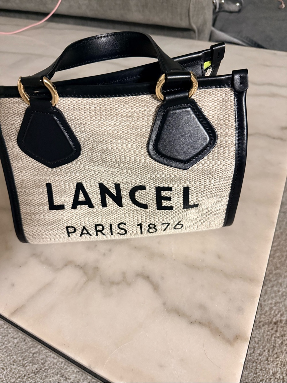 Lancel Paris 1876 Raffia Tote in Natural and Black